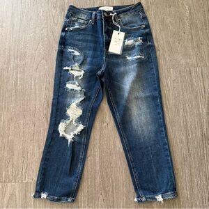 Risen Hi-Rise Distressed Capri Jeans NWT